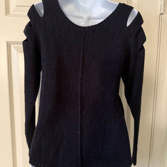 Guess Black Blue Cold Shoulder Sweater Size XS - Picture 2 of 5